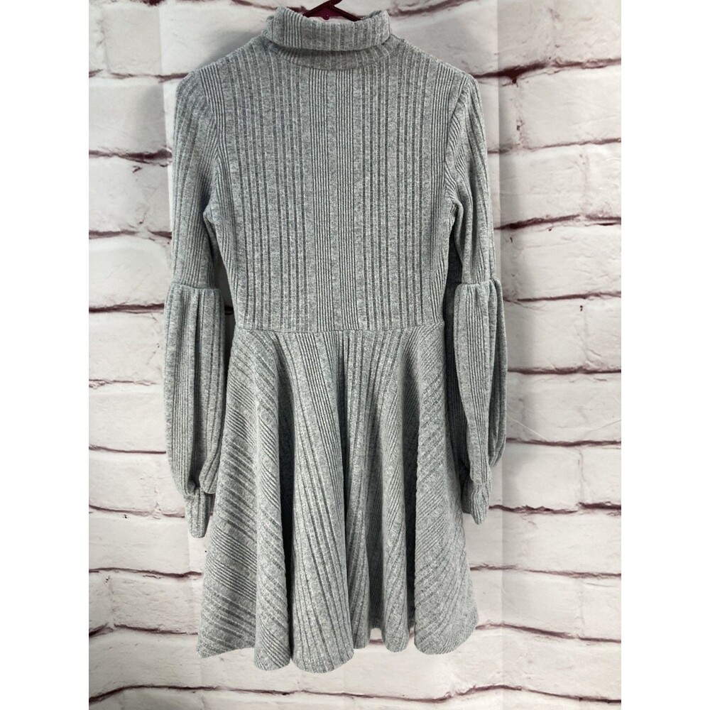 Shein Soft Grey Ribbed Stretch Fleece Mock Neck Long Sleeve Dress M Warm Winter